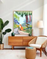 Shop Red Fox Retrospection Wildlife Animals garden Art Print, Canvas Print - available at 83oranges.com by artist Uma Gokhale India