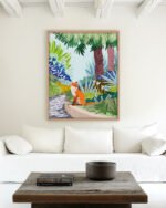 Shop Red Fox Retrospection Wildlife Animals garden Art Print, Canvas Print - available at 83oranges.com by artist Uma Gokhale India Shop Red Fox Retrospection Wildlife Animals garden Art Print, Canvas Print - available at 83oranges.com by artist Uma Gokhale India
