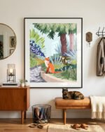 Shop Red Fox Retrospection Wildlife Animals garden Art Print, Canvas Print - available at 83oranges.com by artist Uma Gokhale India