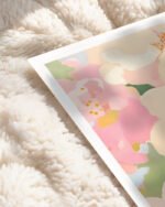 Shop the softest blossom abstract pastel garden Art Print, Canvas Print - available at 83oranges.com by artist Uma Gokhale India