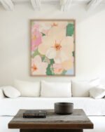 Shop the softest blossom abstract pastel garden Art Print, Canvas Print - available at 83oranges.com by artist Uma Gokhale India