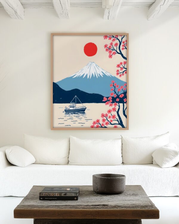 Shop Japan Fuji San Travel Nature Landscape Art Print, Canvas Print - available at 83oranges.com by artist Uma Gokhale India