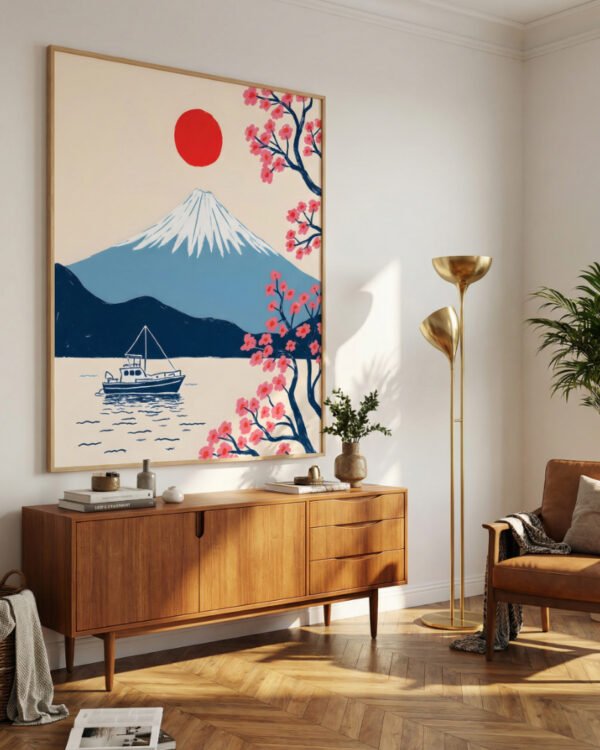 Shop Japan Fuji San Travel Nature Landscape Art Print, Canvas Print - available at 83oranges.com by artist Uma Gokhale India