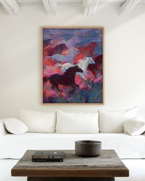 Shop Wild Radiance Horses Wildlife Animals Art Print, Canvas Print - available at 83oranges.com by artist Uma Gokhale India