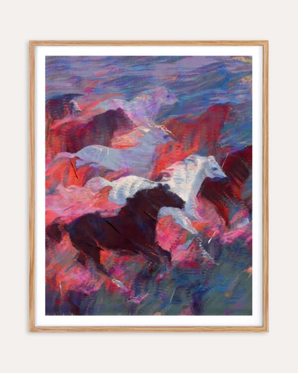Shop Wild Radiance Horses Wildlife Animals Art Print, Canvas Print - available at 83oranges.com by artist Uma Gokhale India