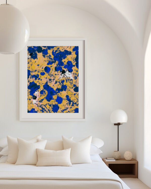Shop Cobalt garden bold abstract brushstrokes vivid Art Print, Canvas Print - available at 83oranges.com by artist Uma Gokhale India