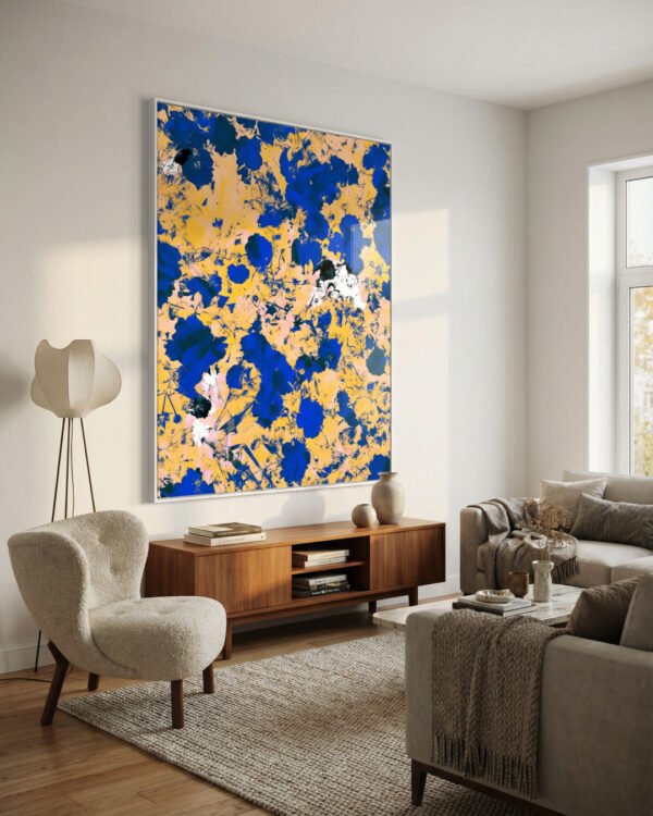 Shop Cobalt garden bold abstract brushstrokes vivid Art Print, Canvas Print - available at 83oranges.com by artist Uma Gokhale India