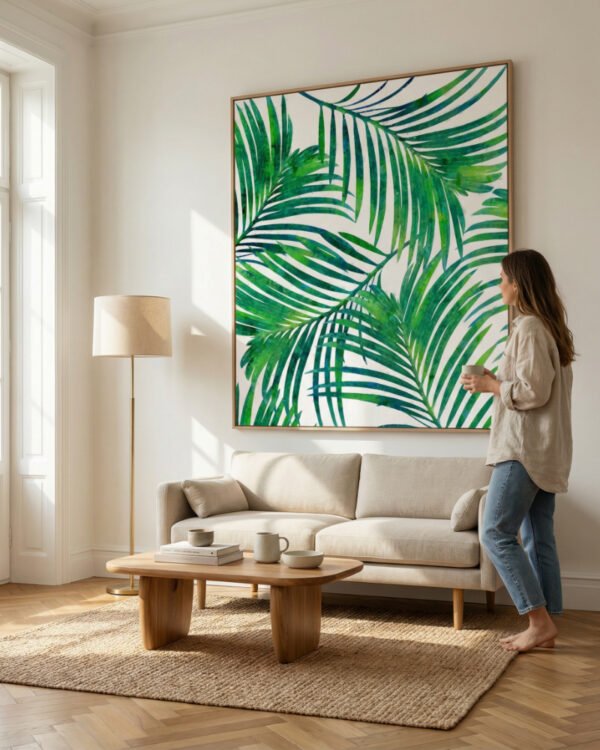 Shop Palm Paradise Tropical Jungle Botanical Art Print, Canvas Print - available at 83oranges.com by artist Uma Gokhale India
