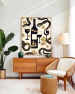 Shop Snakes & Wine Whimsical wildlfie Art Print, Canvas Print - available at 83oranges.com by artist Uma Gokhale India