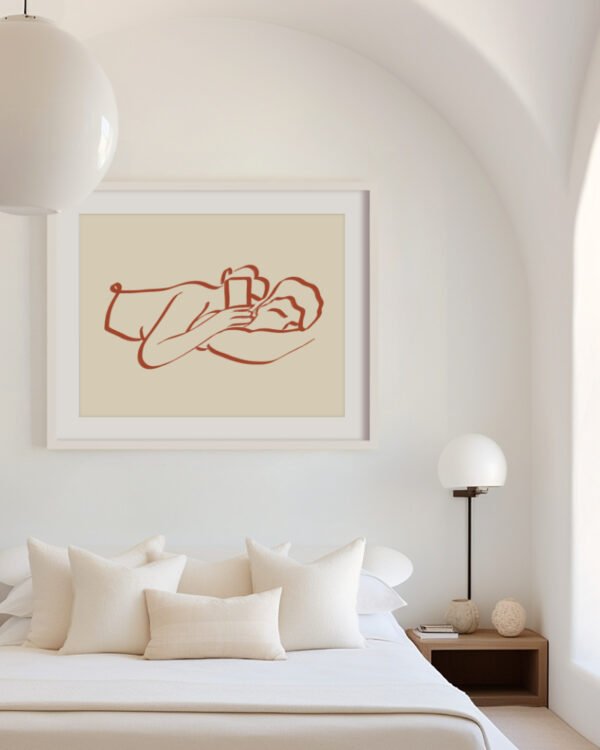 Shop Us love passion minimal line art drawing sketch nude Art Print, Canvas Print - available at 83oranges.com by artist Uma Gokhale India