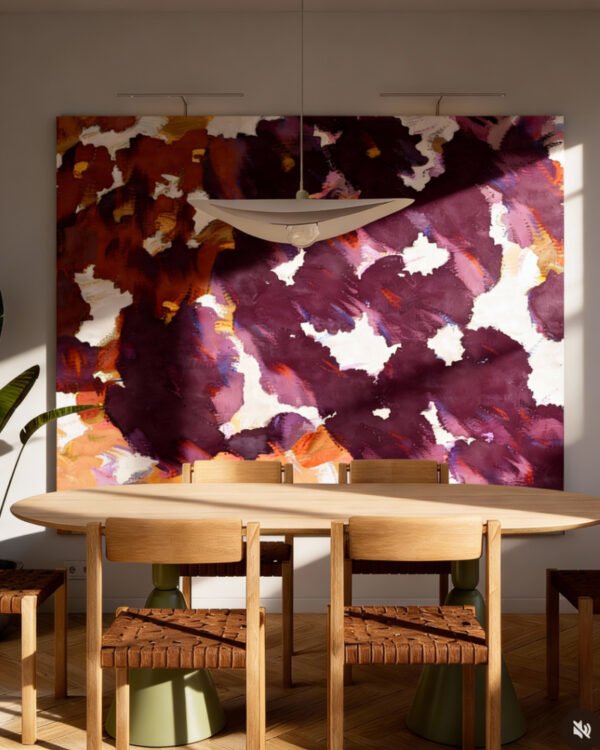 Shop Velarium | Wine & Velvet Abstract floral brushstrokes vivid Art Print, Canvas Print - available at 83oranges.com by artist Uma Gokhale India