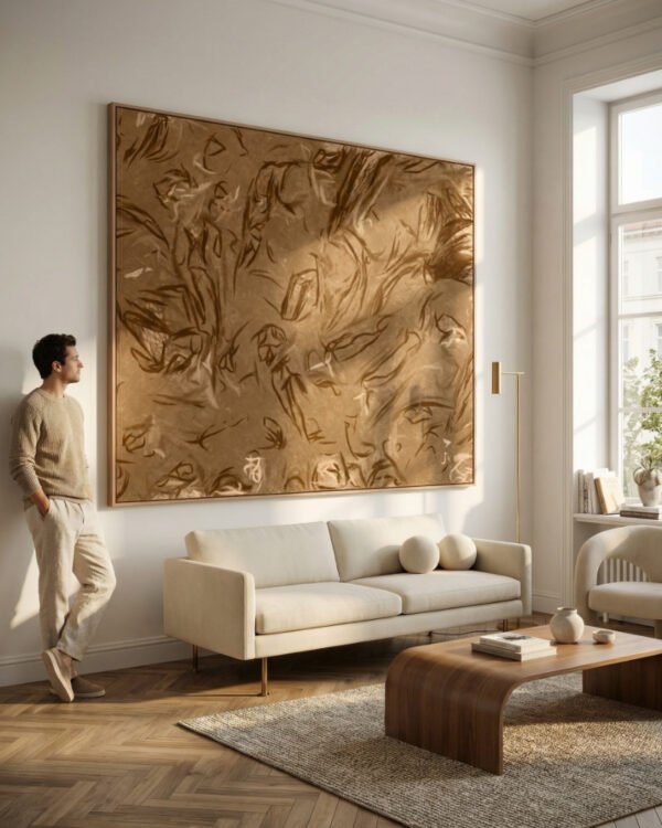 Shop Shape of a Feeling — Sienna Brown Smoked Earth Abstract Art Print, Canvas Print - available at 83oranges.com by artist Uma Gokhale India