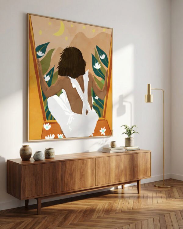 Figurative painterly fine art print titled “The wild world & a rebel heart” by Uma Gokhale for contemporary interiors