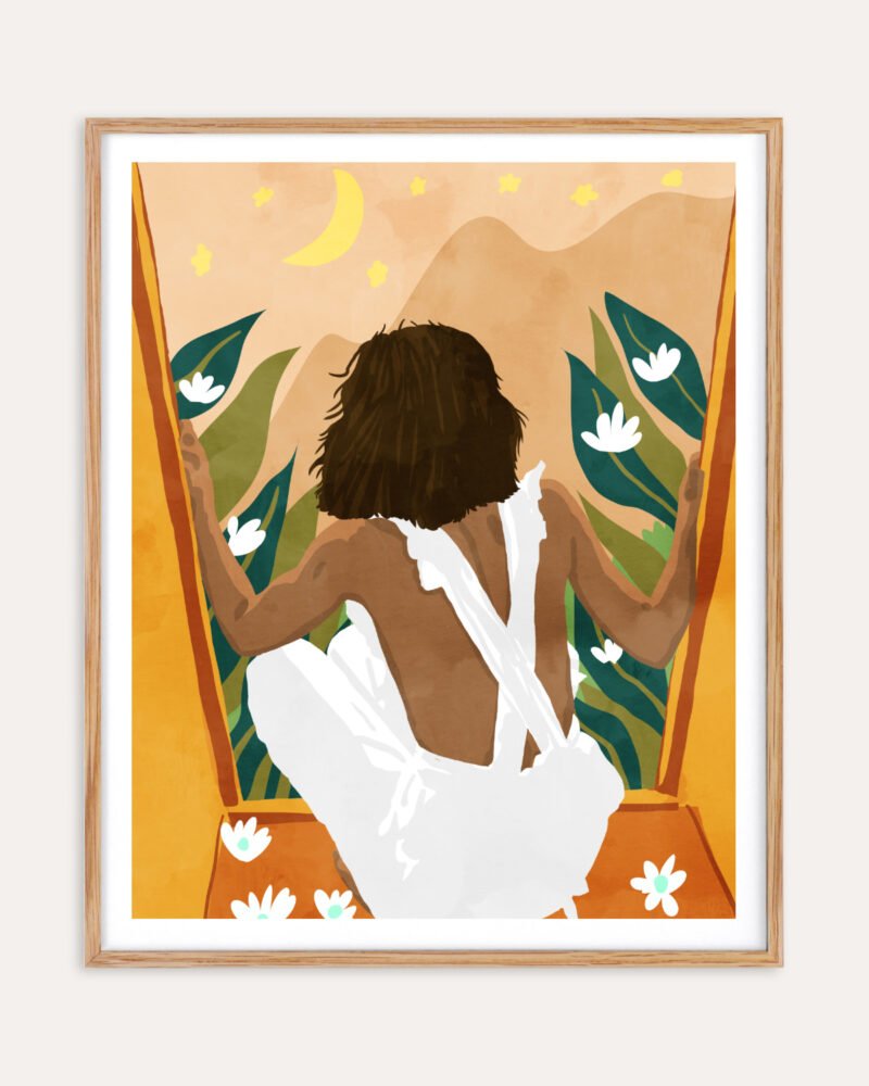 Figurative painterly fine art print titled “The wild world & a rebel heart” by Uma Gokhale for contemporary interiors