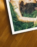 Shop Jungle nap woman bird grass painting Art Print, Canvas Print, commercial digital license, instant download printable - exclusively certified at 83oranges.com by artist Uma Gokhale Indialatets