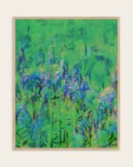 Abstract nature landscape botanical painterly fine art print titled “Where the Hyacinths Whisper” by Uma Gokhale for contemporary interiors