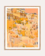 Abstract architecture painterly fine art print titled “Where the Sun learns to linger” by Uma Gokhale for contemporary interiors