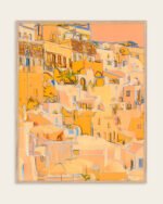 Abstract architecture painterly fine art print titled “Where the Sun learns to linger” by Uma Gokhale for contemporary interiors