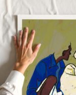 Abstract figurative fine art print titled “The Shepherd's Pause” by Uma Gokhale for contemporary interiors