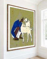 Abstract figurative fine art print titled “The Shepherd's Pause” by Uma Gokhale for contemporary interiors
