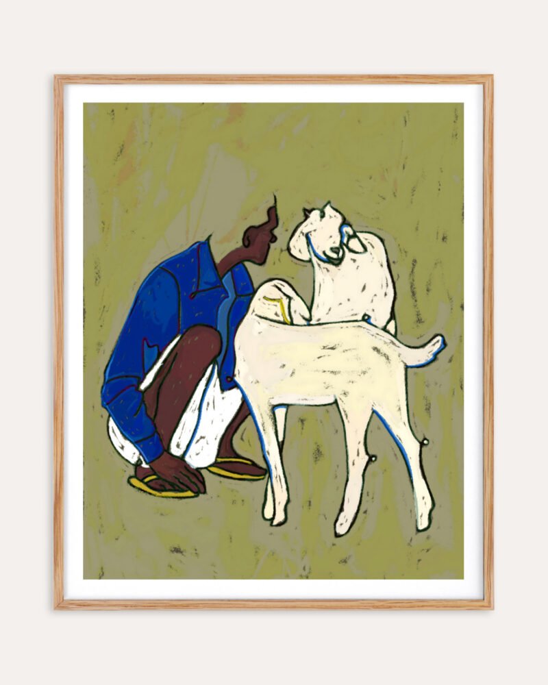 Abstract figurative fine art print titled “The Shepherd's Pause” by Uma Gokhale for contemporary interiors