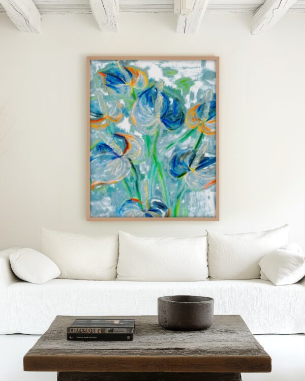 Abstract nature botanical painterly fine art print titled “Where Light Gathers” by Uma Gokhale for contemporary interiors