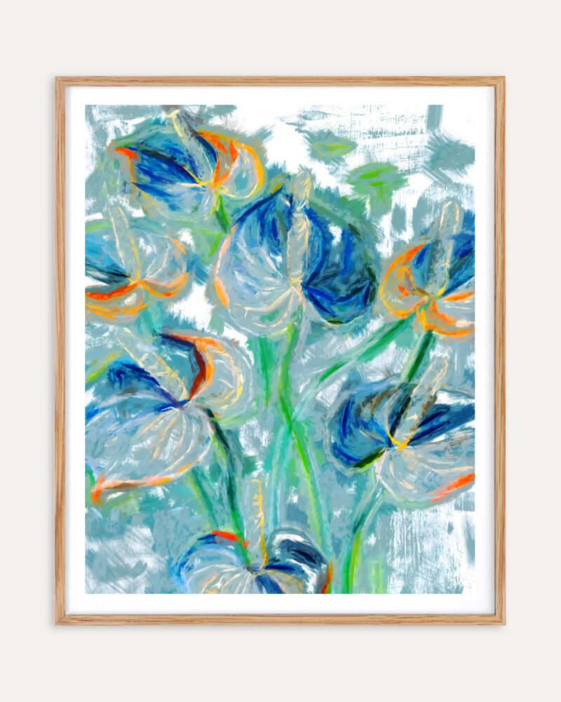 Abstract nature botanical painterly fine art print titled “Where Light Gathers” by Uma Gokhale for contemporary interiors