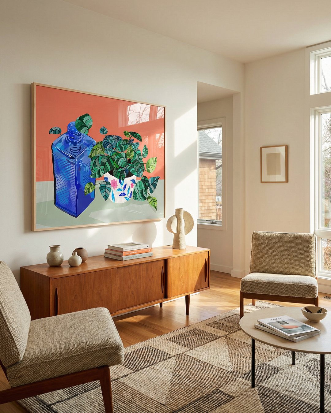 Shop still life potted plants Art Print, Canvas Print, digital printable download - available at 83oranges.com by artist Uma Gokhale India [review]