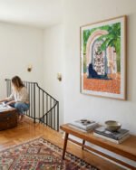 Architectural nature botanical painterly Jungle black panther fine art print titled “Frienaissance” by Uma Gokhale for contemporary interiors