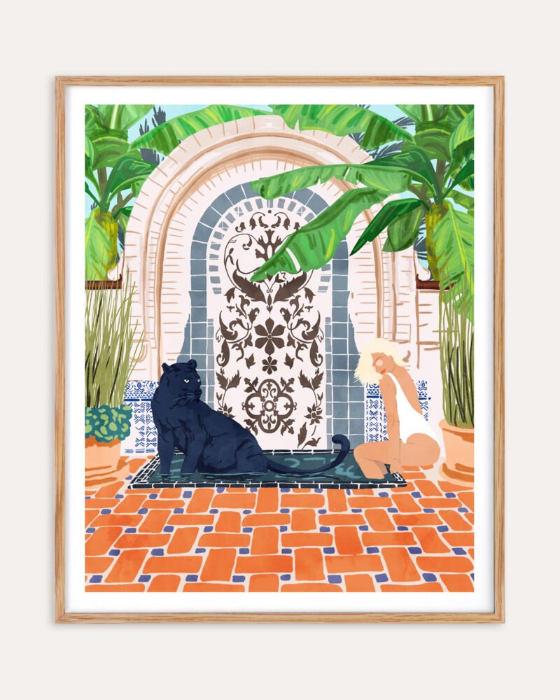 Architectural nature botanical painterly Jungle black panther fine art print titled “Frienaissance” by Uma Gokhale for contemporary interiors Architectural nature botanical painterly Jungle black panther fine art print titled “Frienaissance” by Uma Gokhale for contemporary interiors
