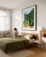 Figurative nature botanical Painterly fine art print titled “Hiding In Green” by Uma Gokhale for contemporary interiors
