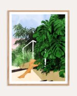 Figurative nature botanical Painterly fine art print titled “Hiding In Green” by Uma Gokhale for contemporary interiors