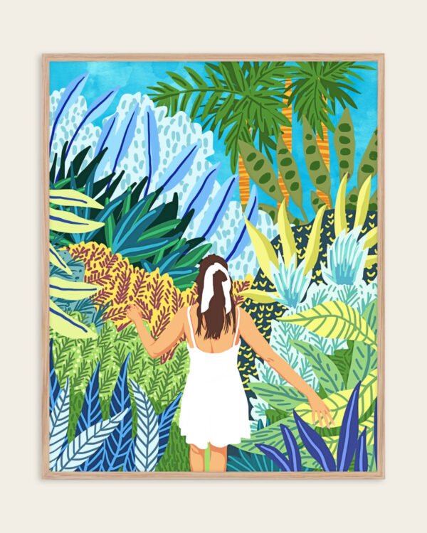 Figurative painterly Jungle fine art print titled “Lost in the jungle of feelings” by Uma Gokhale for contemporary interiors
