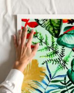 Tropical nature botanical Painterly jungle fine art print titled “Hiding In Green” by Uma Gokhale for contemporary interiors Tropical nature botanical Painterly jungle fine art print titled “Hiding In Green” by Uma Gokhale for contemporary interiors