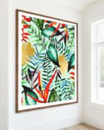 Tropical nature botanical Painterly jungle fine art print titled “Hiding In Green” by Uma Gokhale for contemporary interiors Tropical nature botanical Painterly jungle fine art print titled “Hiding In Green” by Uma Gokhale for contemporary interiors