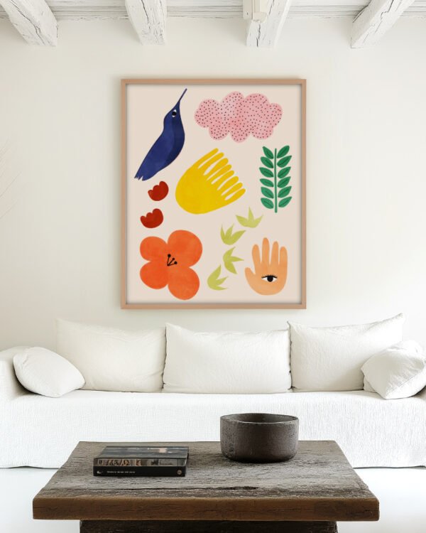 Abstract nature botanical painterly fine art print titled “Summer Vibes” by Uma Gokhale for contemporary interiors