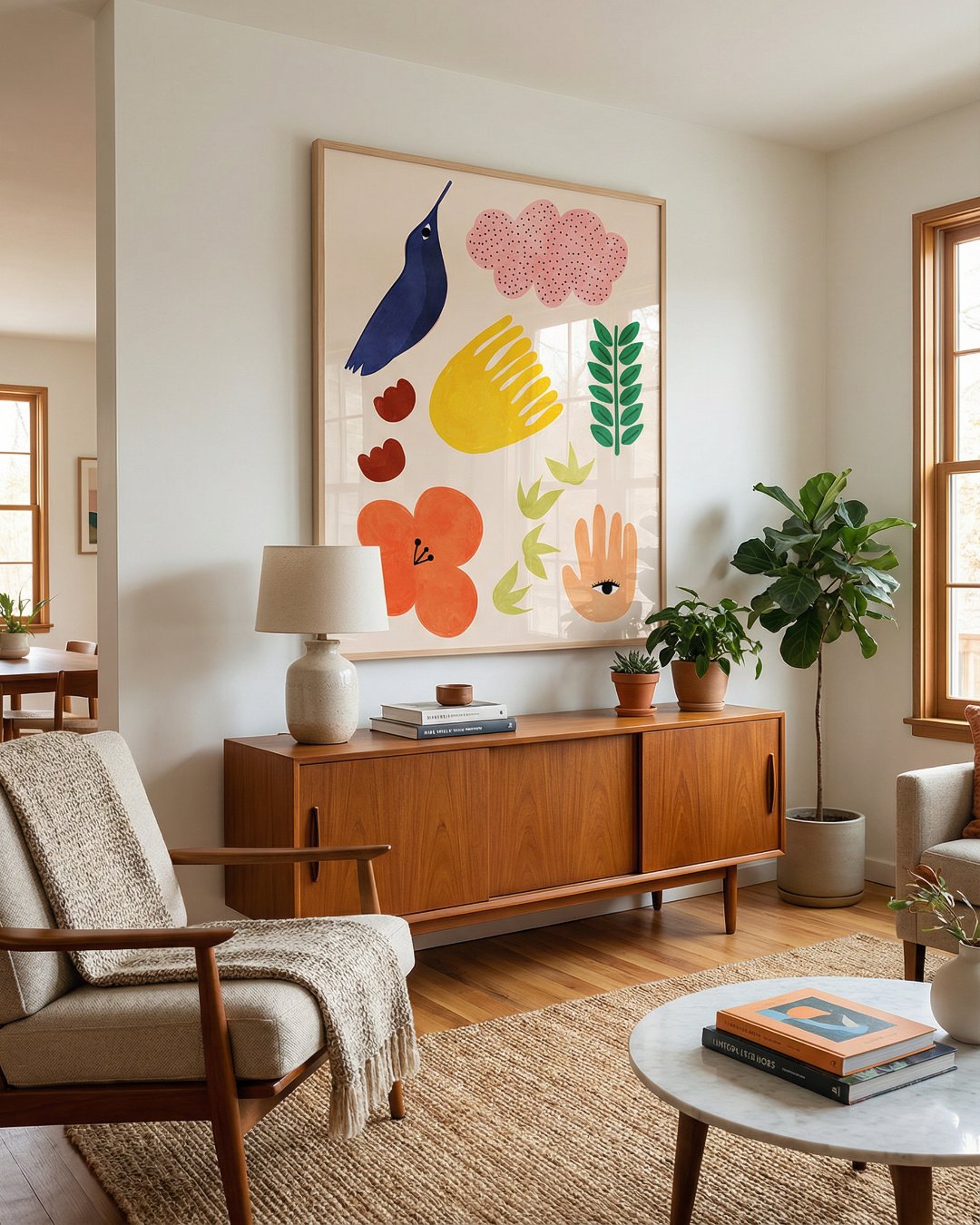 Abstract nature botanical painterly fine art print titled “Summer Vibes” by Uma Gokhale for contemporary interiors [review]