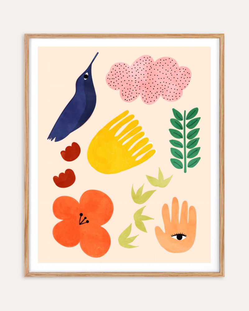 Abstract nature botanical painterly fine art print titled “Summer Vibes” by Uma Gokhale for contemporary interiors