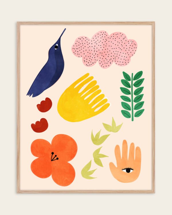 Abstract nature botanical painterly fine art print titled “Summer Vibes” by Uma Gokhale for contemporary interiors
