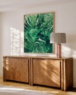 Abstract nature botanical painterly Jungle watercolor fine art print titled “Tropical state of mind” by Uma Gokhale for contemporary interiors
