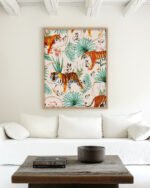 Tigers Nature wildlife botanical painterly Jungle fine art print titled “Tropical & Tigers” by Uma Gokhale for contemporary interiors Tigers Nature wildlife botanical painterly Jungle fine art print titled “Tropical & Tigers” by Uma Gokhale for contemporary interiors
