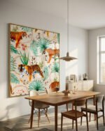 Tigers Nature wildlife botanical painterly Jungle fine art print titled “Tropical & Tigers” by Uma Gokhale for contemporary interiors Tigers Nature wildlife botanical painterly Jungle fine art print titled “Tropical & Tigers” by Uma Gokhale for contemporary interiors