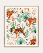 Tigers Nature wildlife botanical painterly Jungle fine art print titled “Tropical & Tigers” by Uma Gokhale for contemporary interiors Tigers Nature wildlife botanical painterly Jungle fine art print titled “Tropical & Tigers” by Uma Gokhale for contemporary interiors