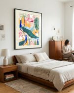 Figurative Peacock Forest fine art print titled “Utopia” by Uma Gokhale for contemporary interiors
