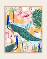 Figurative Peacock Forest fine art print titled “Utopia” by Uma Gokhale for contemporary interiors