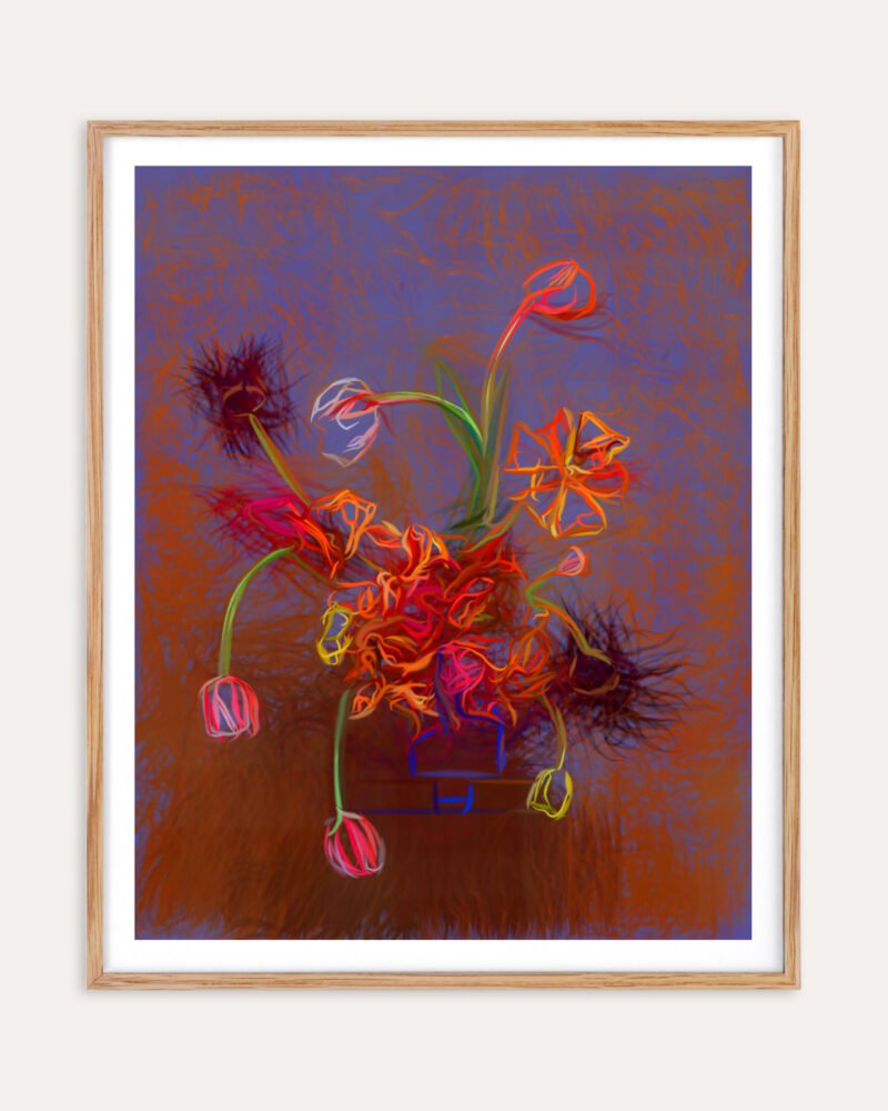 Abstract nature botanical painterly fine art print titled “Unruly Flowers” by Uma Gokhale for contemporary interiors
