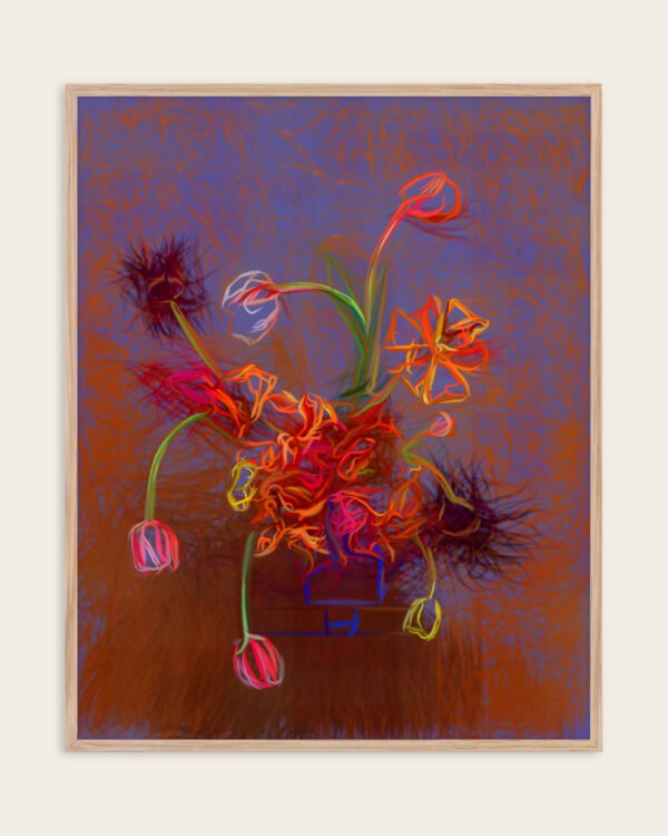 Abstract nature botanical painterly fine art print titled “Unruly Flowers” by Uma Gokhale for contemporary interiors