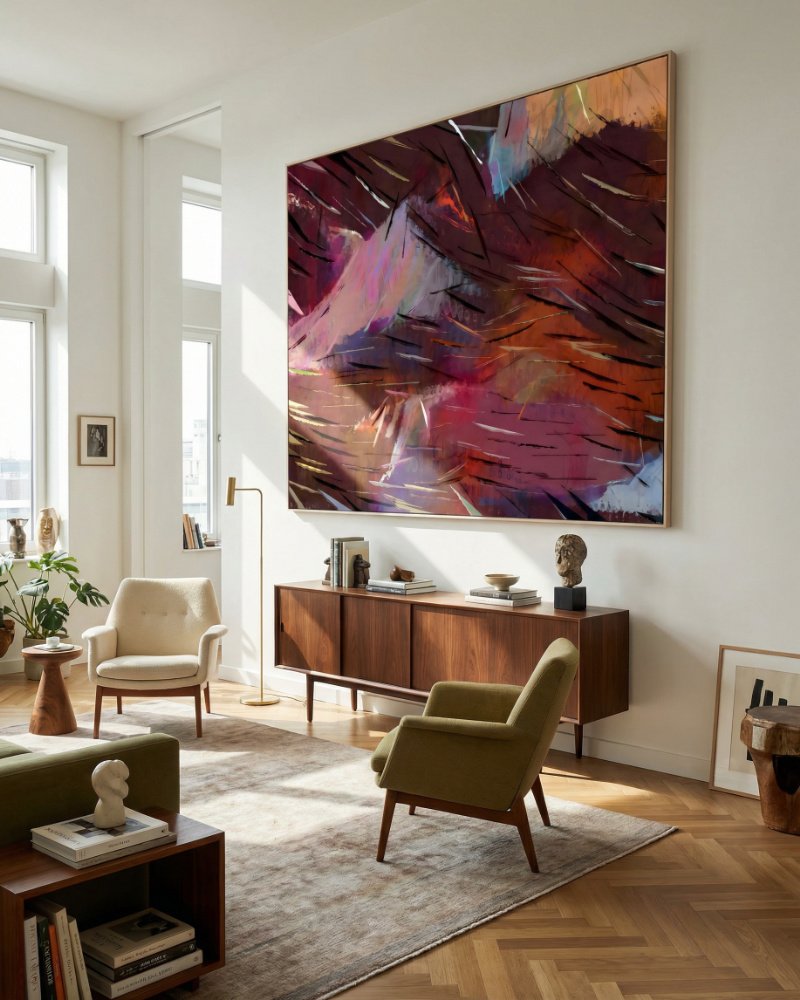 Shop Coffee Date Scandinavian warm browns abstract brushstrokes vivid Art Print, Canvas Print - available at 83oranges.com by artist Uma Gokhale India