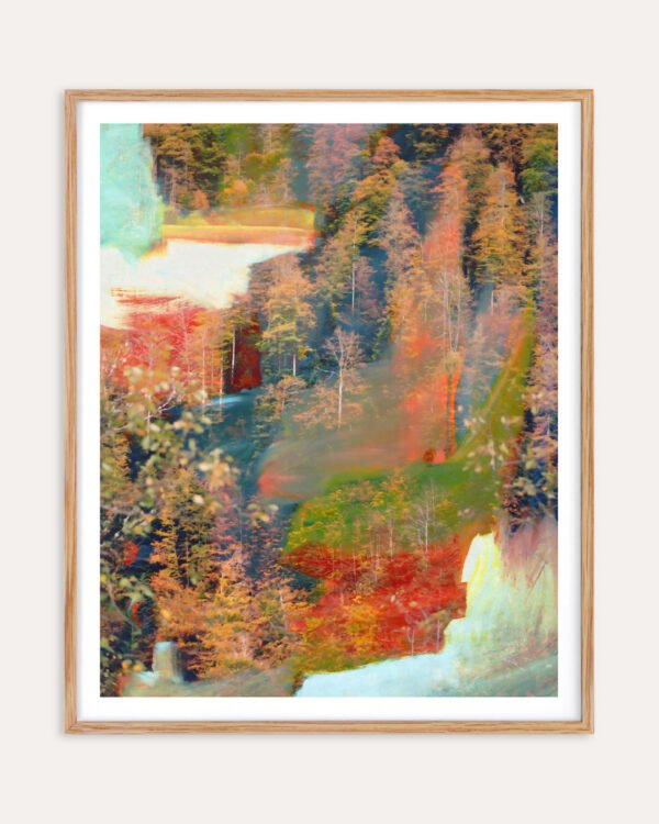 Abstract nature collage graphic design fine art print titled “The world I return to” by Uma Gokhale for contemporary interiors