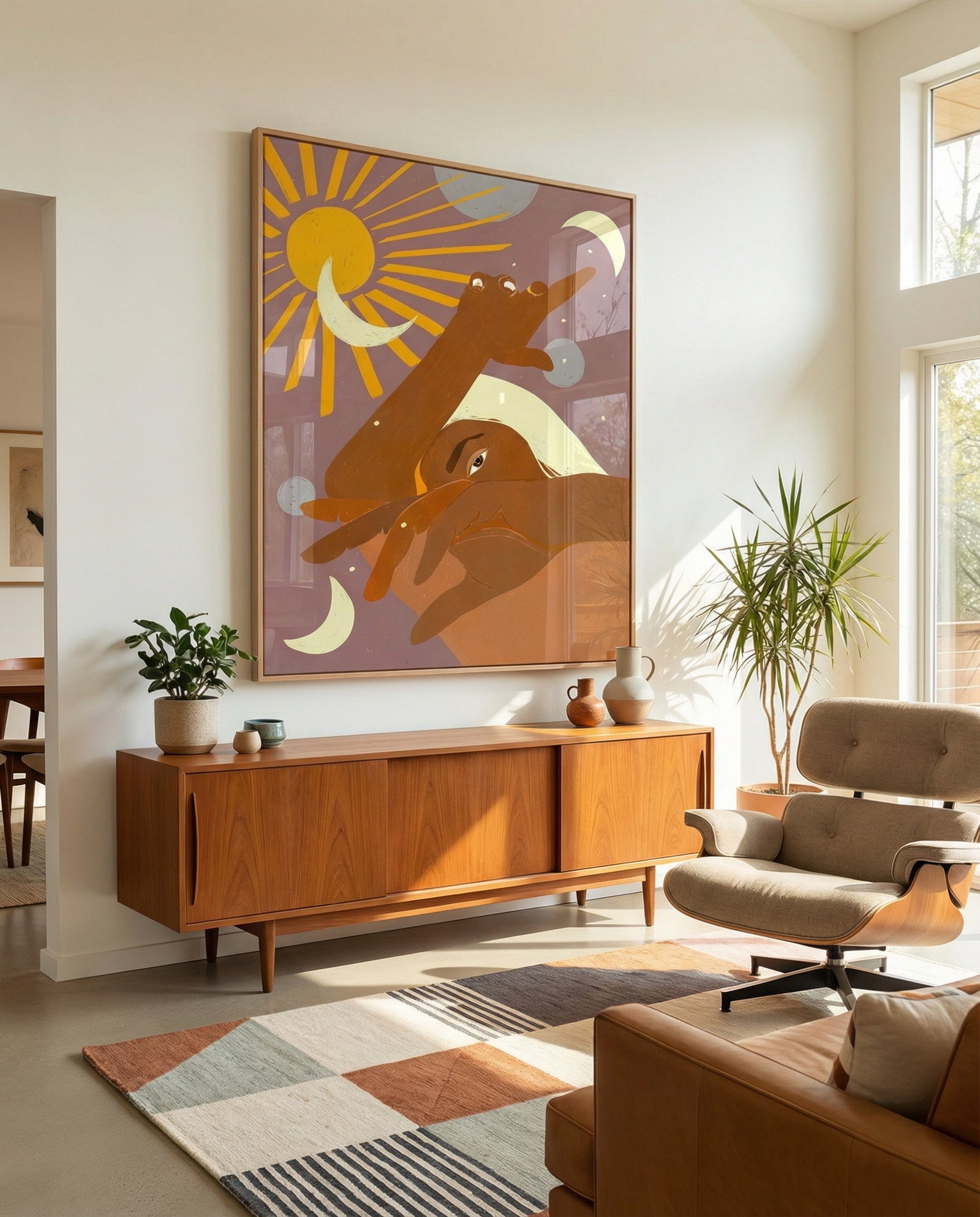 Shop celestial woman planets moon space earthy Art Print, Canvas Print, license art, download printable - exclusively certified at 83oranges.com by artist Uma Gokhale India [home banner] [review]